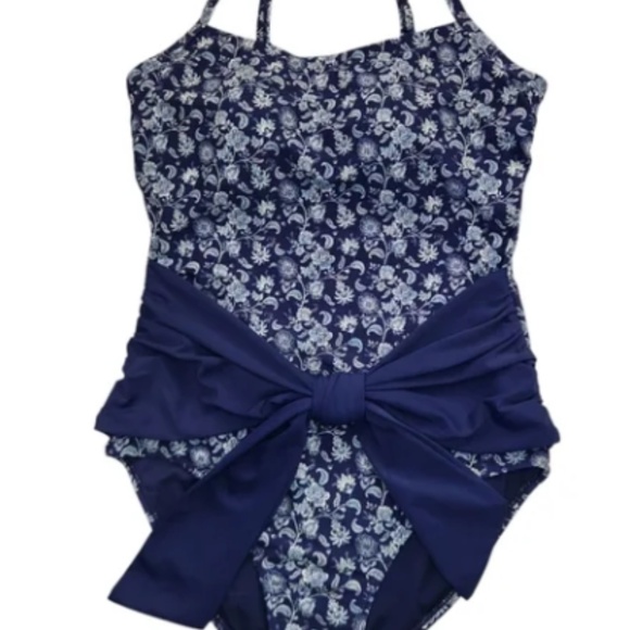 ☀️☀️☀️ Carole Hochman One-Piece Tie Waist Paisley Swimsuit Small - Picture 1 of 8
